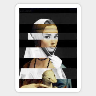 Lady with a Ermine by Leonardo da Vinci and Audrey Hepburn Sticker